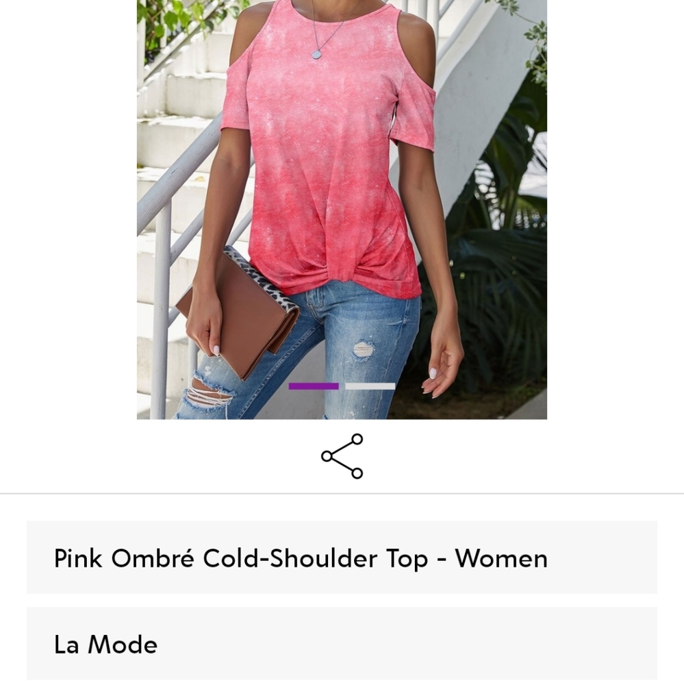 Pink ombre cold shoulder top